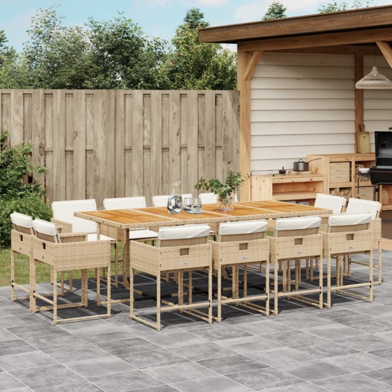 vidaXL 13-tlg. Garten-Essgruppe mit Kissen Beige Poly Rattan vidaXL 13-tlg. Garten-Essgruppe mit Kissen Beige Poly Rattan