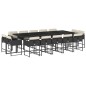 vidaXL 15-tlg. Garten-Essgruppe mit Kissen Schwarz Poly Rattan