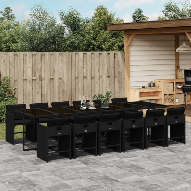 vidaXL 13-tlg. Garten-Essgruppe mit Kissen Schwarz Poly Rattan vidaXL 13-tlg. Garten-Essgruppe mit Kissen Schwarz Poly Rattan