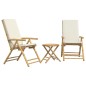 vidaXL 3-tlg. Bistro-Set Klappbar mit Cremeweißen Kissen Bambus vidaXL 3-tlg. Bistro-Set Klappbar mit Cremeweißen Kissen Bambus