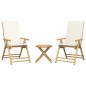 vidaXL 3-tlg. Bistro-Set Klappbar mit Cremeweißen Kissen Bambus vidaXL 3-tlg. Bistro-Set Klappbar mit Cremeweißen Kissen Bambus
