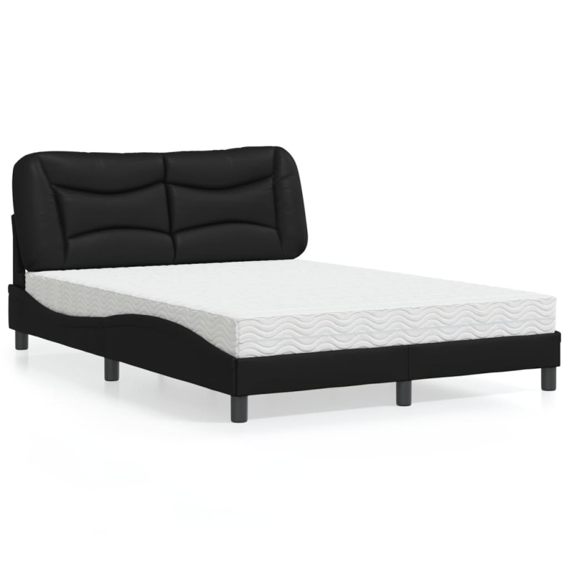 vidaXL Bett mit Matratze Schwarz 140x190 cm Kunstleder vidaXL Bett mit Matratze Schwarz 140x190 cm Kunstleder