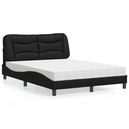 vidaXL Bett mit Matratze Schwarz 140x190 cm Kunstleder