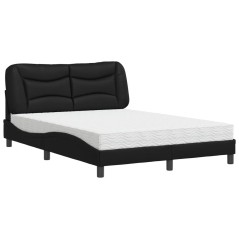 vidaXL Bett mit Matratze Schwarz 140x190 cm Kunstleder