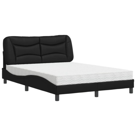 vidaXL Bett mit Matratze Schwarz 140x190 cm Kunstleder