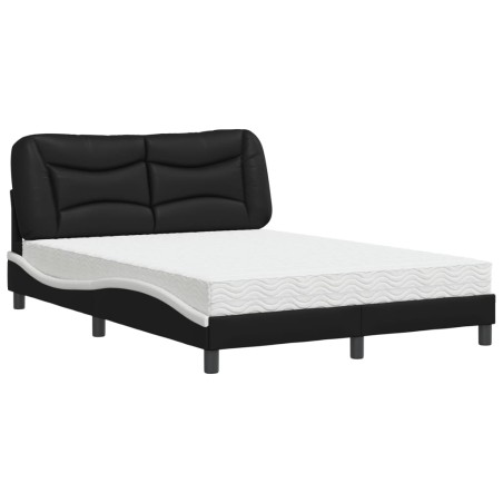 vidaXL Bett mit Matratze Schwarz und Weiß 140x190 cm Kunstleder