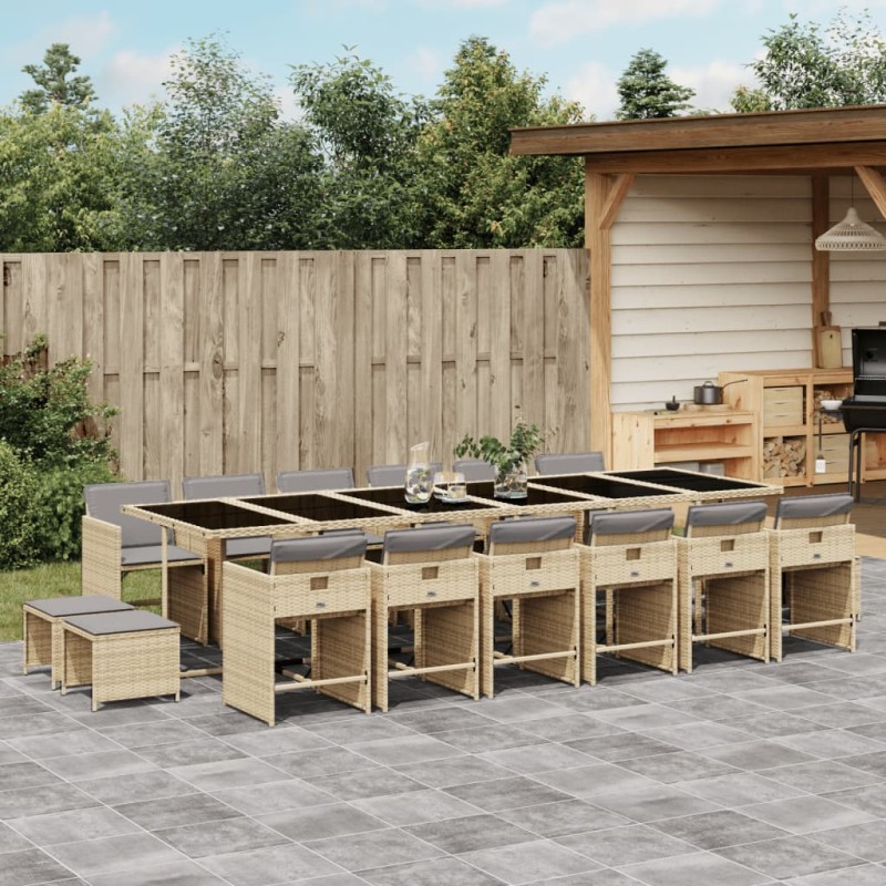 vidaXL 17-tlg. Garten-Essgruppe mit Kissen Beigemischung Poly Rattan vidaXL 17-tlg. Garten-Essgruppe mit Kissen Beigemischung Poly Rattan