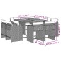 vidaXL 9-tlg. Garten-Essgruppe mit Kissen Grau Poly Rattan