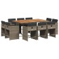 vidaXL 11-tlg. Garten-Essgruppe mit Kissen Grau Poly Rattan vidaXL 11-tlg. Garten-Essgruppe mit Kissen Grau Poly Rattan