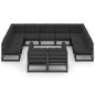11-tlg. Garten-Lounge-Set mit Kissen Schwarz Massivholz Kiefer 11-tlg. Garten-Lounge-Set mit Kissen Schwarz Massivholz Kiefer