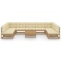 10-tlg. Garten-Lounge-Set Kissen Honigbraun Kiefer Massivholz 10-tlg. Garten-Lounge-Set Kissen Honigbraun Kiefer Massivholz