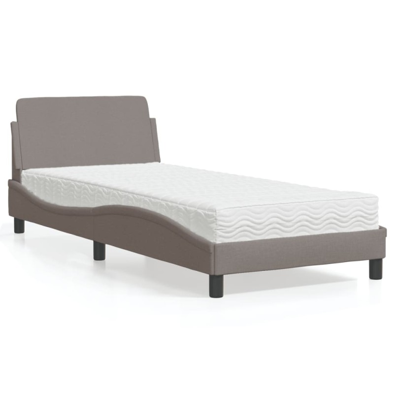 vidaXL Bett mit Matratze Taupe 90x190 cm Stoff vidaXL Bett mit Matratze Taupe 90x190 cm Stoff