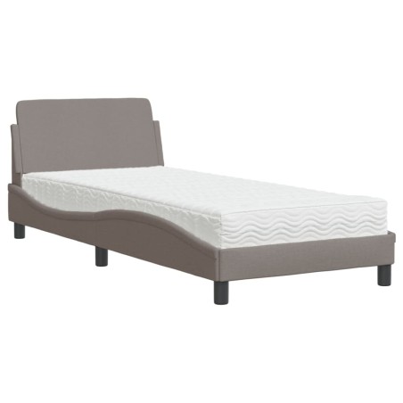 vidaXL Bett mit Matratze Taupe 90x190 cm Stoff