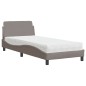 vidaXL Bett mit Matratze Taupe 90x190 cm Stoff vidaXL Bett mit Matratze Taupe 90x190 cm Stoff
