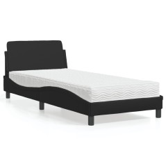 vidaXL Bett mit Matratze Schwarz 90x190 cm Kunstleder