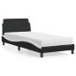 vidaXL Bett mit Matratze Schwarz und Weiß 90x190 cm Kunstleder vidaXL Bett mit Matratze Schwarz und Weiß 90x190 cm Kunstleder