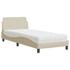vidaXL Bett mit Matratze Creme 90x200 cm Stoff