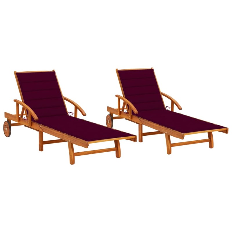 Sonnenliegen 2 Stk. mit Auflagen Massivholz Akazie Sonnenliegen 2 Stk. mit Auflagen Massivholz Akazie
