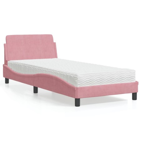 vidaXL Bett mit Matratze Rosa 90x200 cm Samt