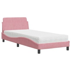 vidaXL Bett mit Matratze Rosa 90x200 cm Samt