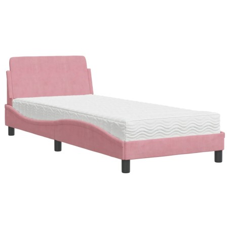 vidaXL Bett mit Matratze Rosa 90x200 cm Samt