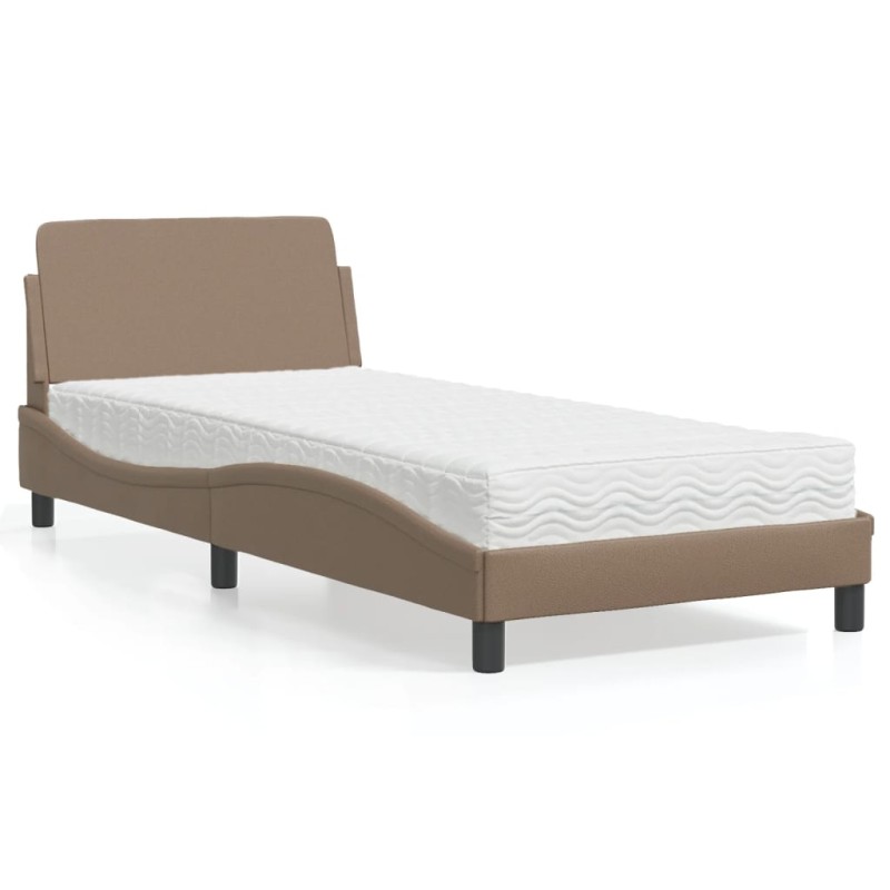 vidaXL Bett mit Matratze Cappuccino-Braun 90x200 cm Kunstleder vidaXL Bett mit Matratze Cappuccino-Braun 90x200 cm Kunstleder