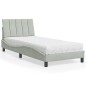 vidaXL Bett mit Matratze Hellgrau 90x190 cm Samt vidaXL Bett mit Matratze Hellgrau 90x190 cm Samt