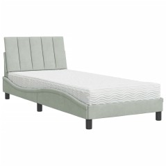 vidaXL Bett mit Matratze Hellgrau 90x190 cm Samt