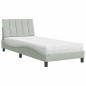 vidaXL Bett mit Matratze Hellgrau 90x190 cm Samt vidaXL Bett mit Matratze Hellgrau 90x190 cm Samt