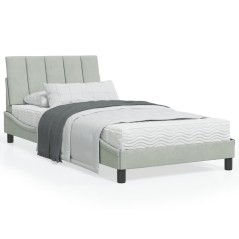 vidaXL Bett mit Matratze Hellgrau 100x200 cm Samt
