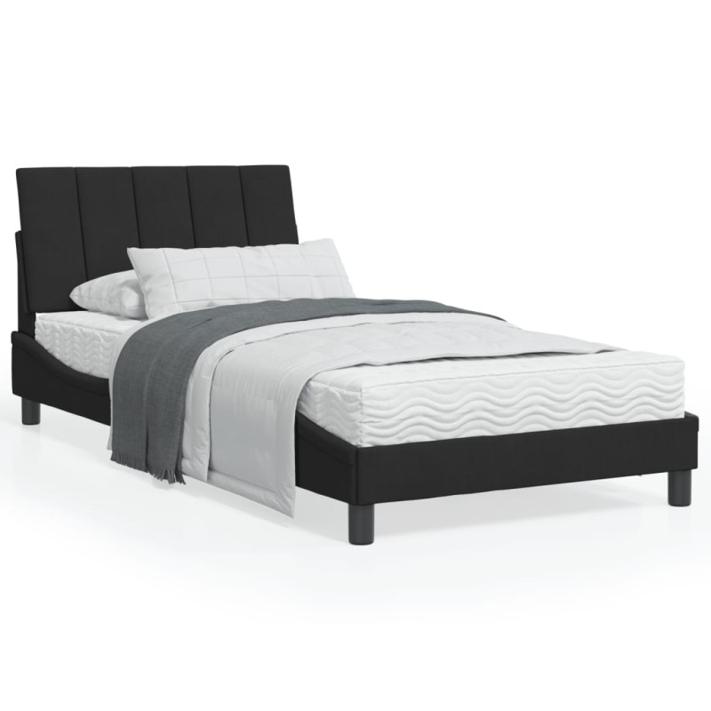 vidaXL Bett mit Matratze Schwarz 100x200 cm Samt