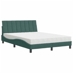 vidaXL Bett mit Matratze Dunkelgrün 120x200 cm Samt