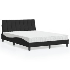 vidaXL Bett mit Matratze Schwarz 140x190 cm Samt