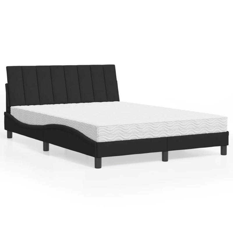 vidaXL Bett mit Matratze Schwarz 140x190 cm Samt vidaXL Bett mit Matratze Schwarz 140x190 cm Samt