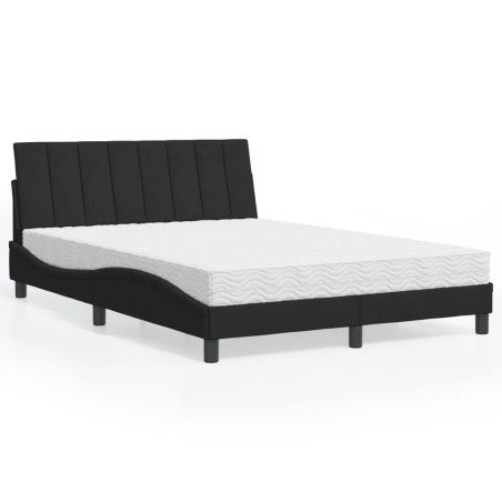 vidaXL Bett mit Matratze Schwarz 140x190 cm Samt