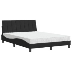 vidaXL Bett mit Matratze Schwarz 140x190 cm Samt