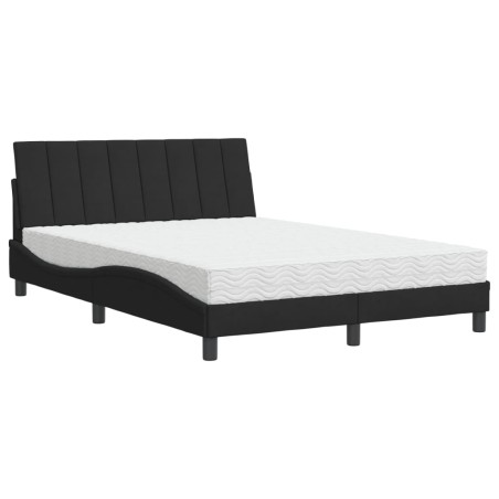 vidaXL Bett mit Matratze Schwarz 140x190 cm Samt