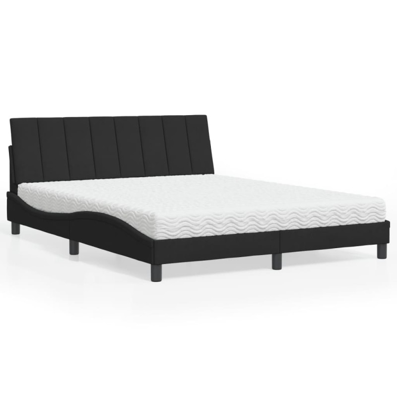 vidaXL Bett mit Matratze Schwarz 160x200 cm Samt vidaXL Bett mit Matratze Schwarz 160x200 cm Samt