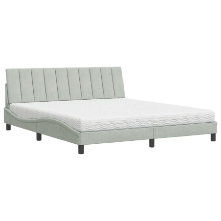 vidaXL Bett mit Matratze Hellgrau 180x200 cm Samt