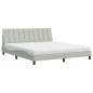 vidaXL Bett mit Matratze Hellgrau 180x200 cm Samt vidaXL Bett mit Matratze Hellgrau 180x200 cm Samt