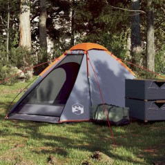 vidaXL Kuppel-Campingzelt 2 Personen Grau und Orange Wasserdicht