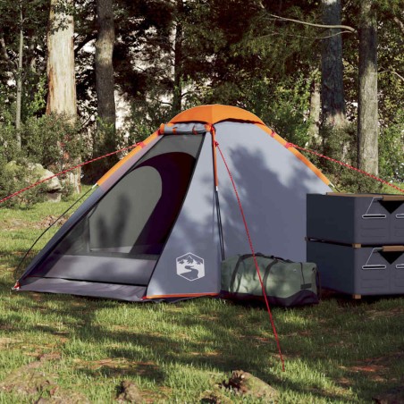 vidaXL Kuppel-Campingzelt 2 Personen Grau und Orange Wasserdicht