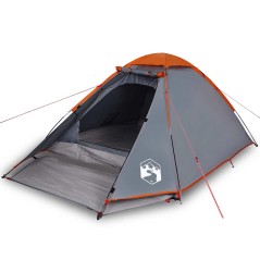 vidaXL Kuppel-Campingzelt 2 Personen Grau und Orange Wasserdicht