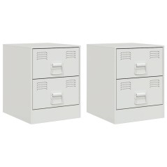 vidaXL Nachttische 2 Stk. Weiß 34,5x39x44 cm Stahl