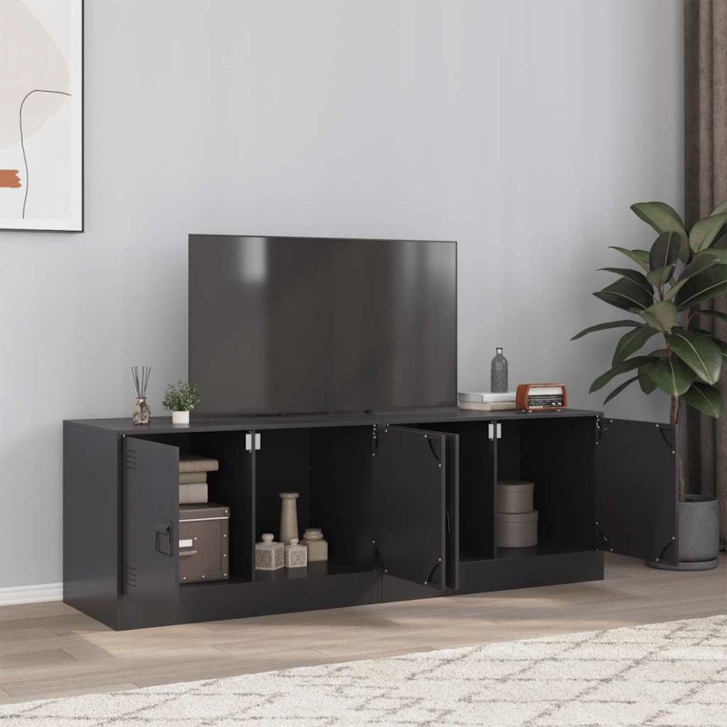 vidaXL TV-Schränke 2 Stk. Schwarz 67x39x44 cm Stahl vidaXL TV-Schränke 2 Stk. Schwarz 67x39x44 cm Stahl