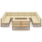 12-tlg. Garten-Lounge-Set Kissen Honigbraun Kiefer Massivholz