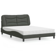 vidaXL Bett mit Matratze Dunkelgrau 120x200 cm Stoff