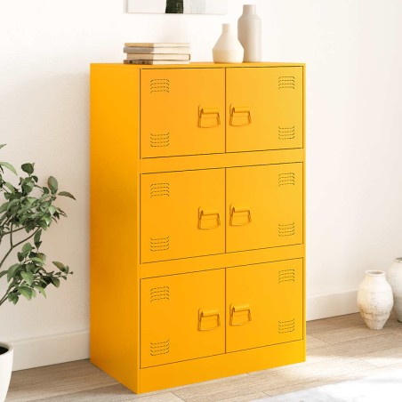 vidaXL Sideboard Senfgelb 67x39x107 cm Stahl