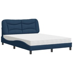 vidaXL Bett mit Matratze Blau 140x200 cm Stoff