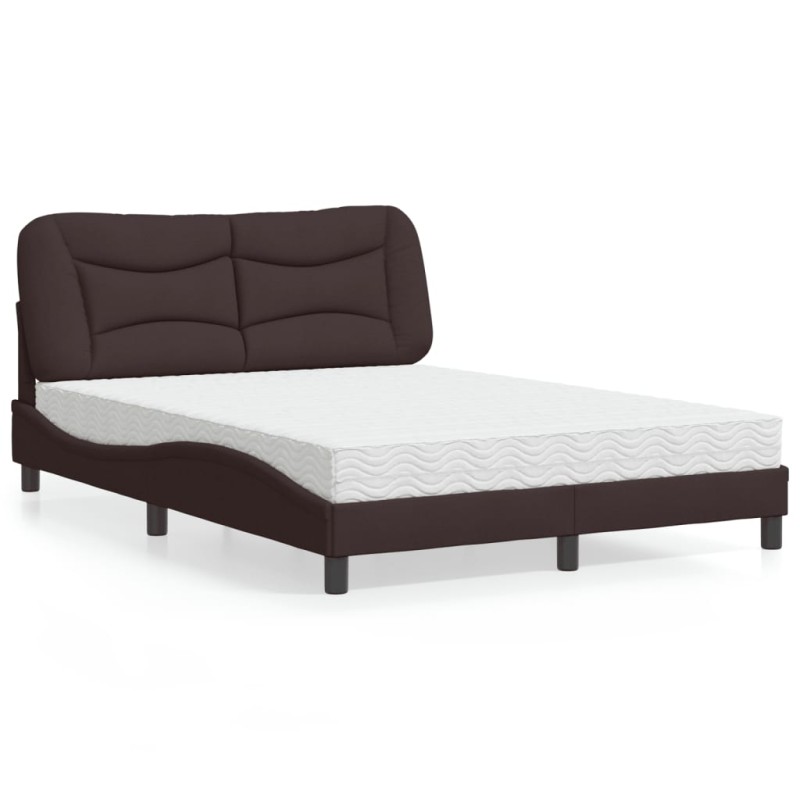 vidaXL Bett mit Matratze Dunkelbraun 140x200 cm Stoff vidaXL Bett mit Matratze Dunkelbraun 140x200 cm Stoff